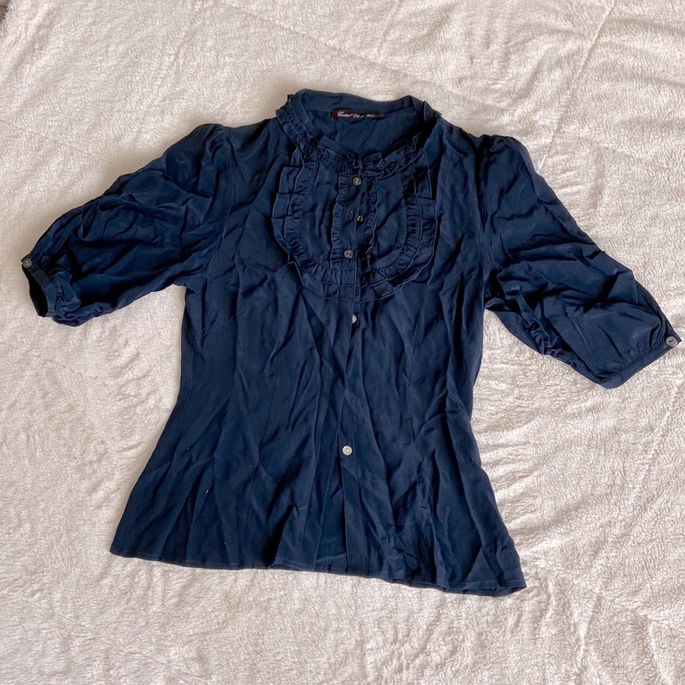 Blue Ruffle Blouse